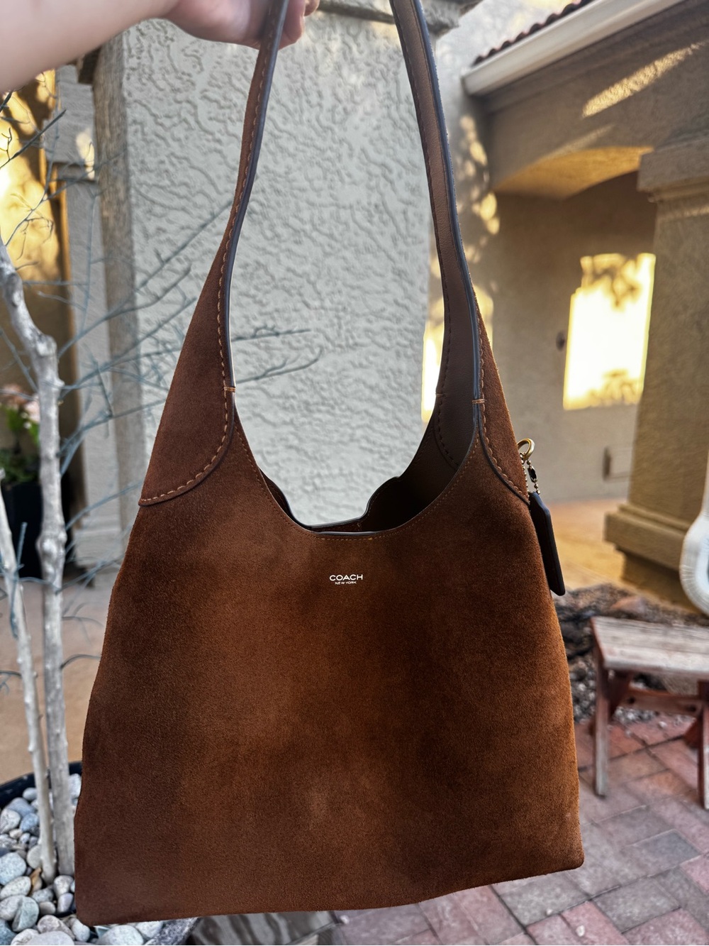 Coach Brown Suede Hobo Shoulder Bag